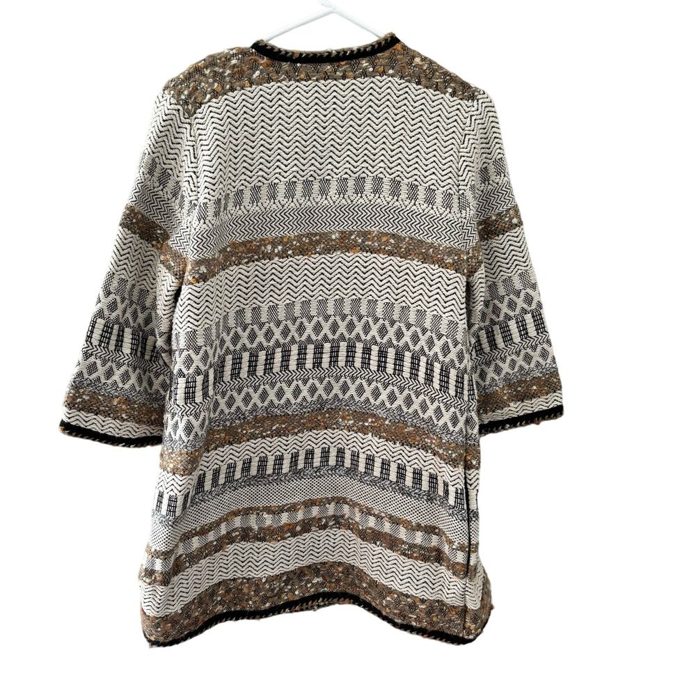 Chico's Elenore Textured Open Front Cardigan 3/4 Sleeves Neutral Artisanal - Picture 9 of 9